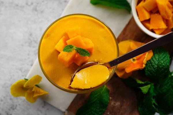 Sobremesas com frutas - Mousse de manga