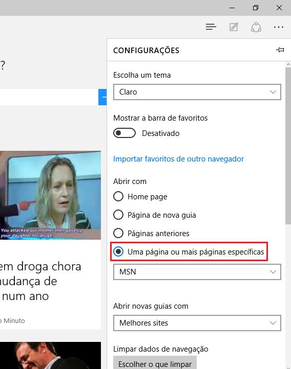 Como alterar a página inicial do Microsoft Edge - Passo 3