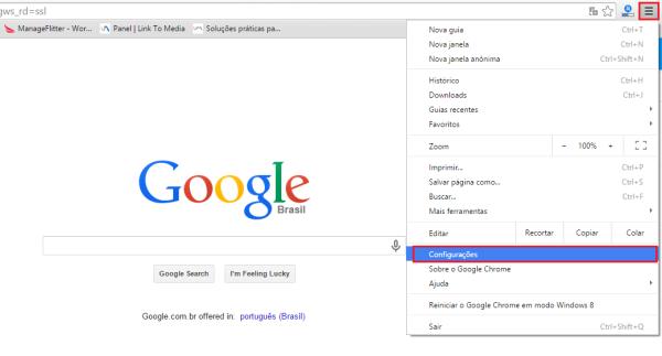 Como colocar o Google como página inicial no Chrome - Passo 1