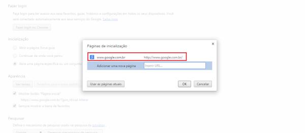 Como colocar o Google como página inicial no Chrome - Passo 3