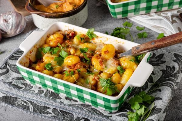 Acompanhamentos para nhoque - Nhoque gratinado com presunto e mussarela