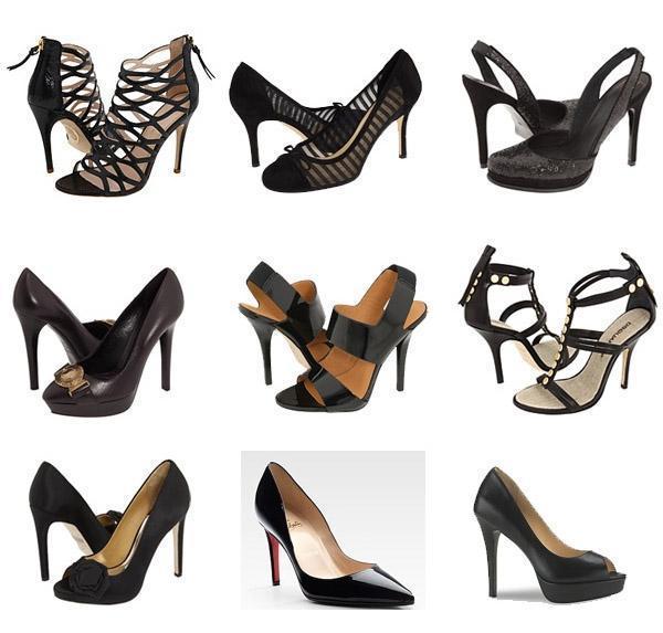 Que sapatos usar com um vestido branco - Preto