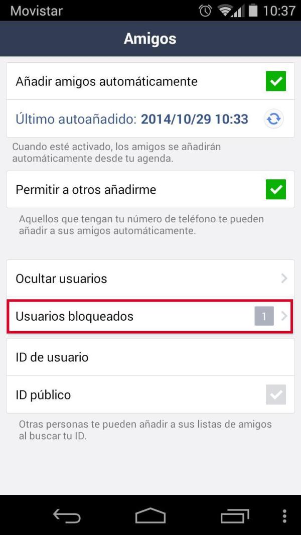 Como desbloquear alguém no LINE - Passo 4