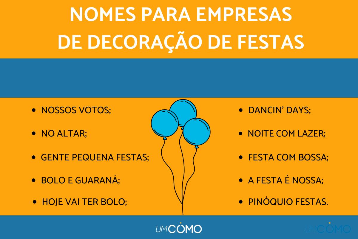 Nomes para empresas de decoração de festas