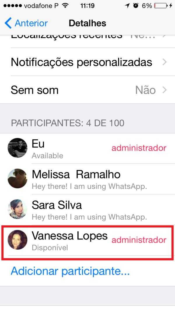 Como mudar o administrador de um grupo de Whatsapp - Passo 5