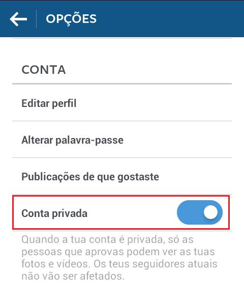 Como deixar conta do Instagram privada - Passo 4