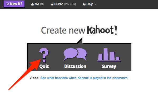 Como criar um questionário no Kahoot - Passo 2