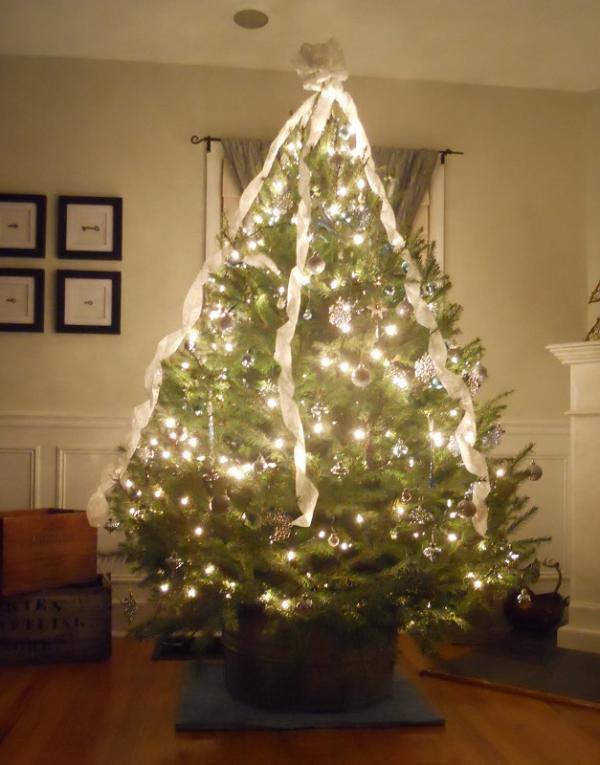 Como decorar árvore de natal de prateado - Passo 5