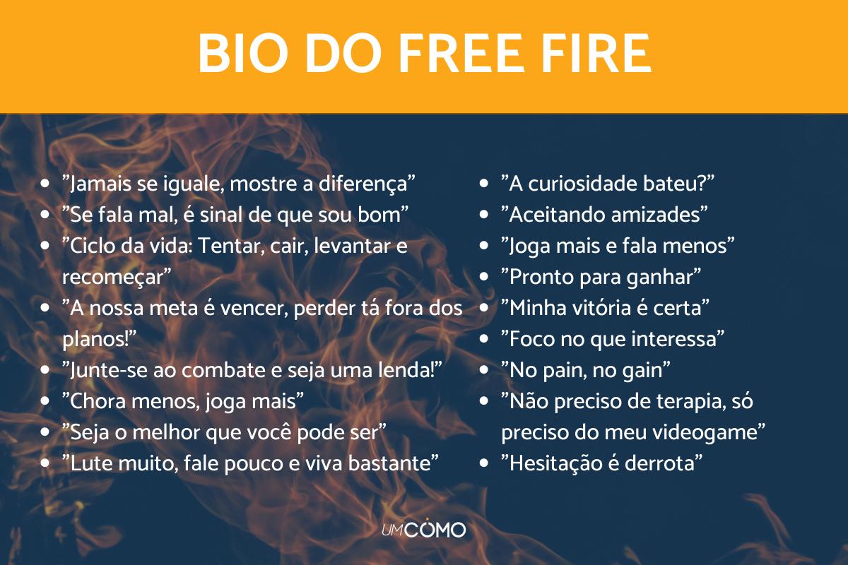 Frases para colocar na bio do Free Fire