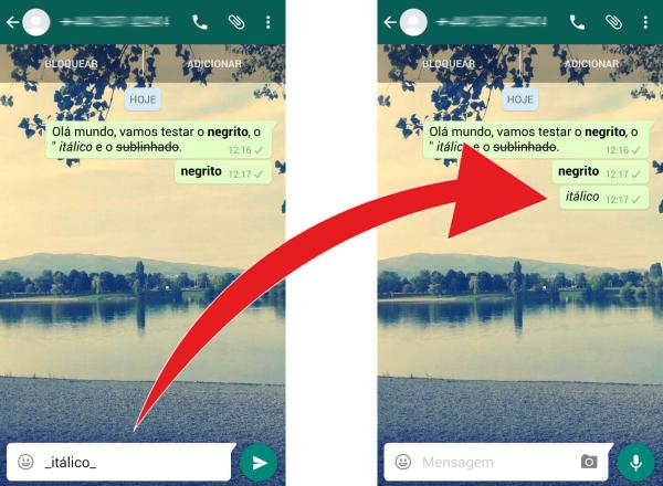 Como escrever em negrito e itálico no WhatsApp - Passo 3