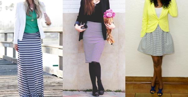 Como usar saia listrada - Com blazer