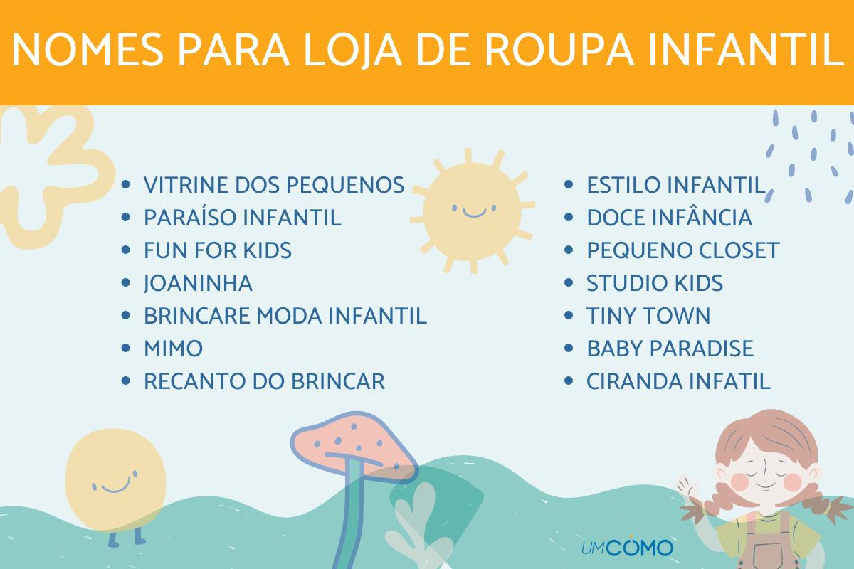 Nomes criativos para lojas de roupa infantil