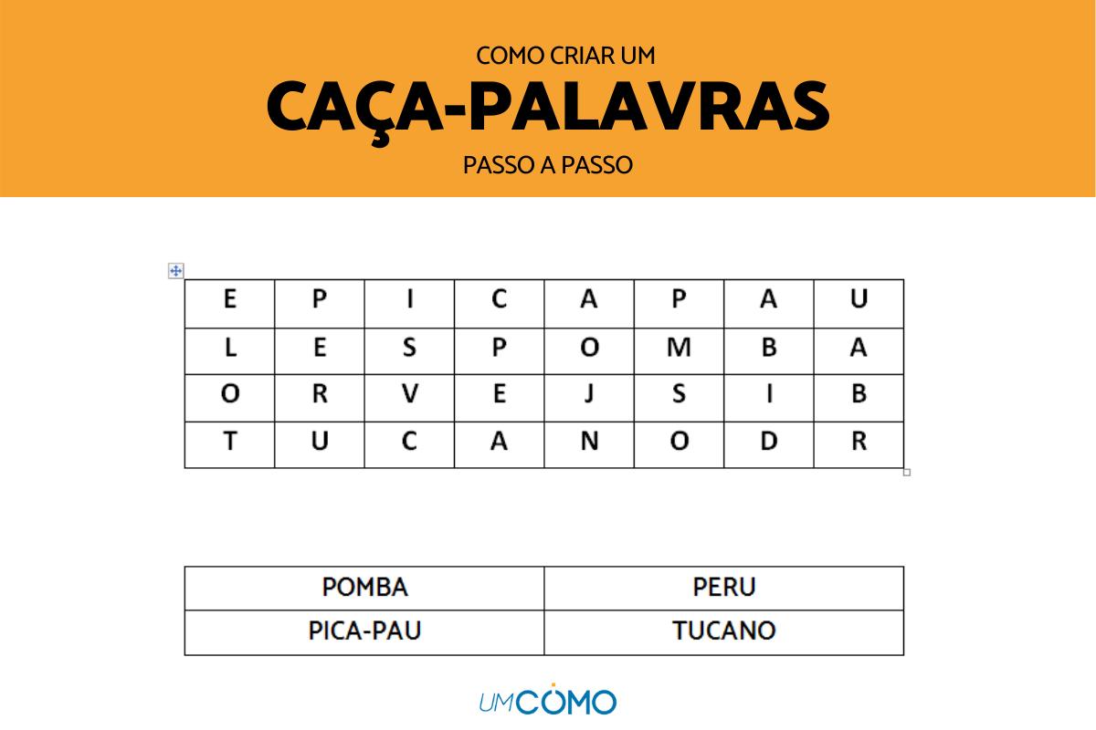 Como fazer um caça-palavras no Word