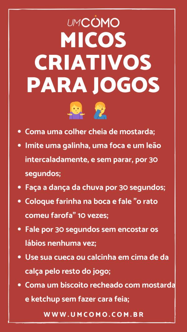 Micos criativos para jogos - Micos criativos para jogos
