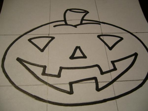 Como desenhar uma abóbora de Halloween - Passo 6