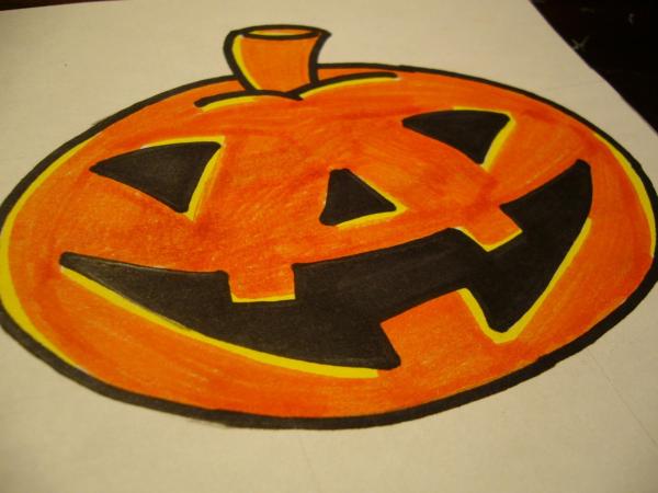 Como desenhar uma abóbora de Halloween - Passo 8