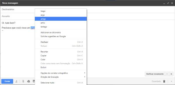 Como ativar o corretor no Gmail - Passo 4