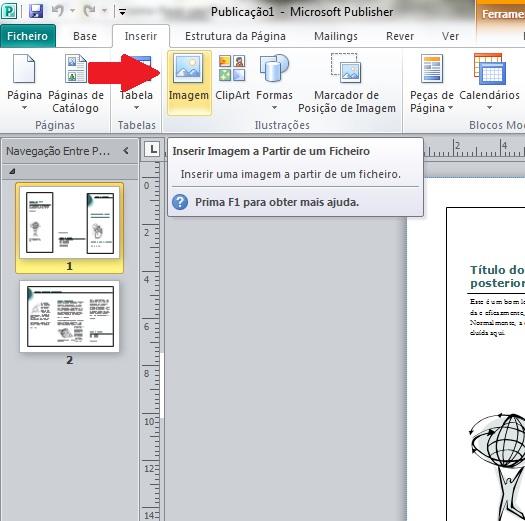 Como fazer panfletos com o Publisher - Passo 2