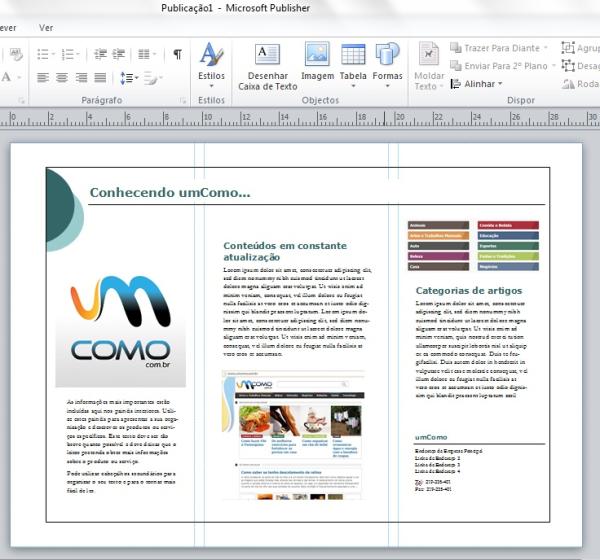 Como fazer panfletos com o Publisher - Passo 4