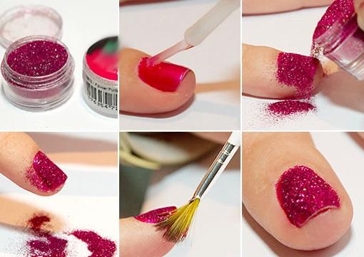Como fazer unhas com glitter - Como fazer unhas com glitter em pó