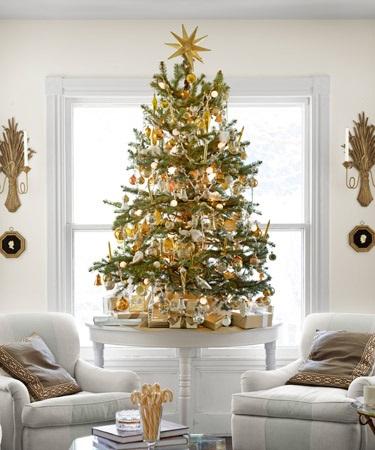 Como decorar árvore de Natal de dourado