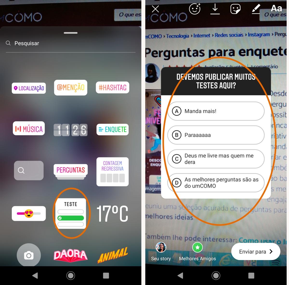 120 perguntas para teste do Instagram com respostas