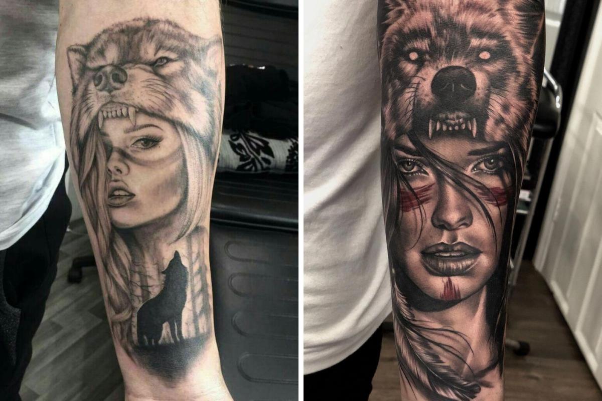 Qual o significado de tatuagens de índias e lobos