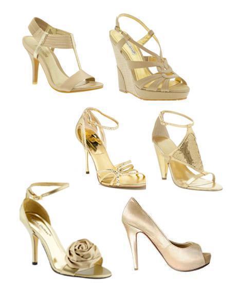 Que sapatos combinar com um vestido amarelo - Dourado