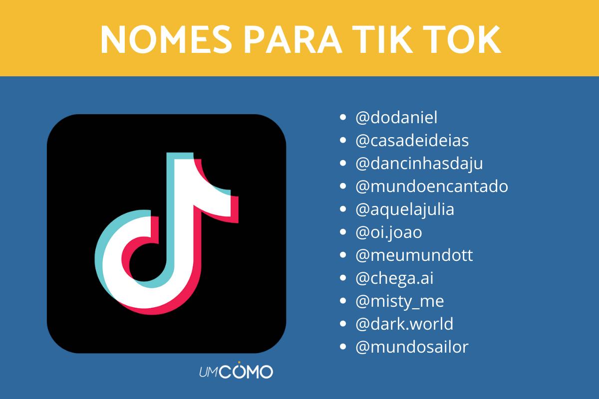 Nomes para Tik Tok criativos