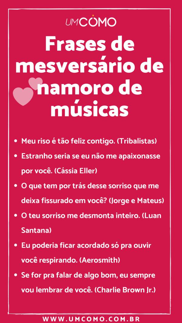 Frases para mesversário de namoro - Frases de mesversário de namoro de músicas