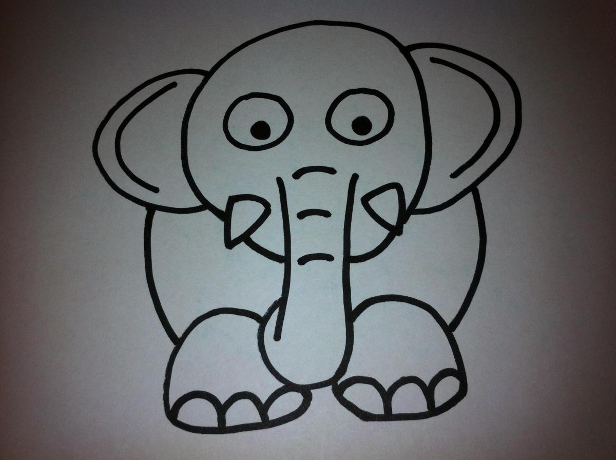 Como desenhar um elefante de desenho animado