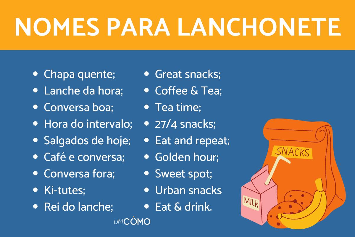 Nomes criativos para lanchonete