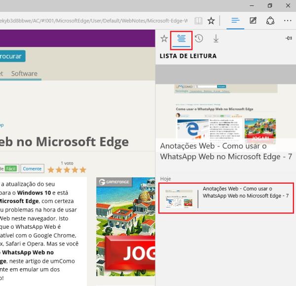Como salvar sites para ler offline no Microsoft Edge - Passo 5