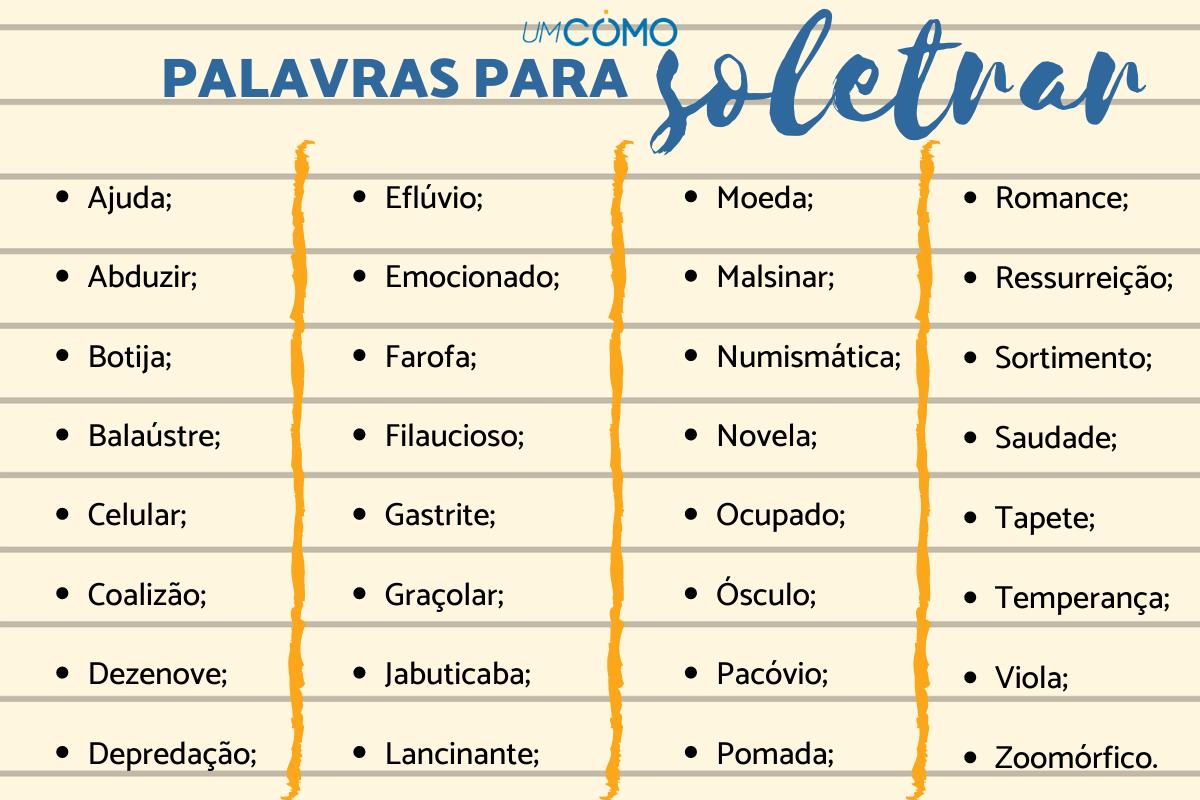 Palavras para soletrar