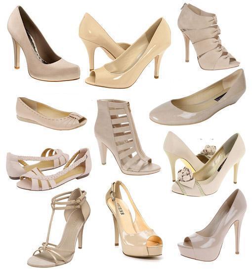 Que sapatos usar com um vestido rosa chá - Nude