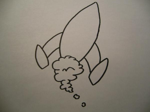 Como desenhar um foguete - Passo 3