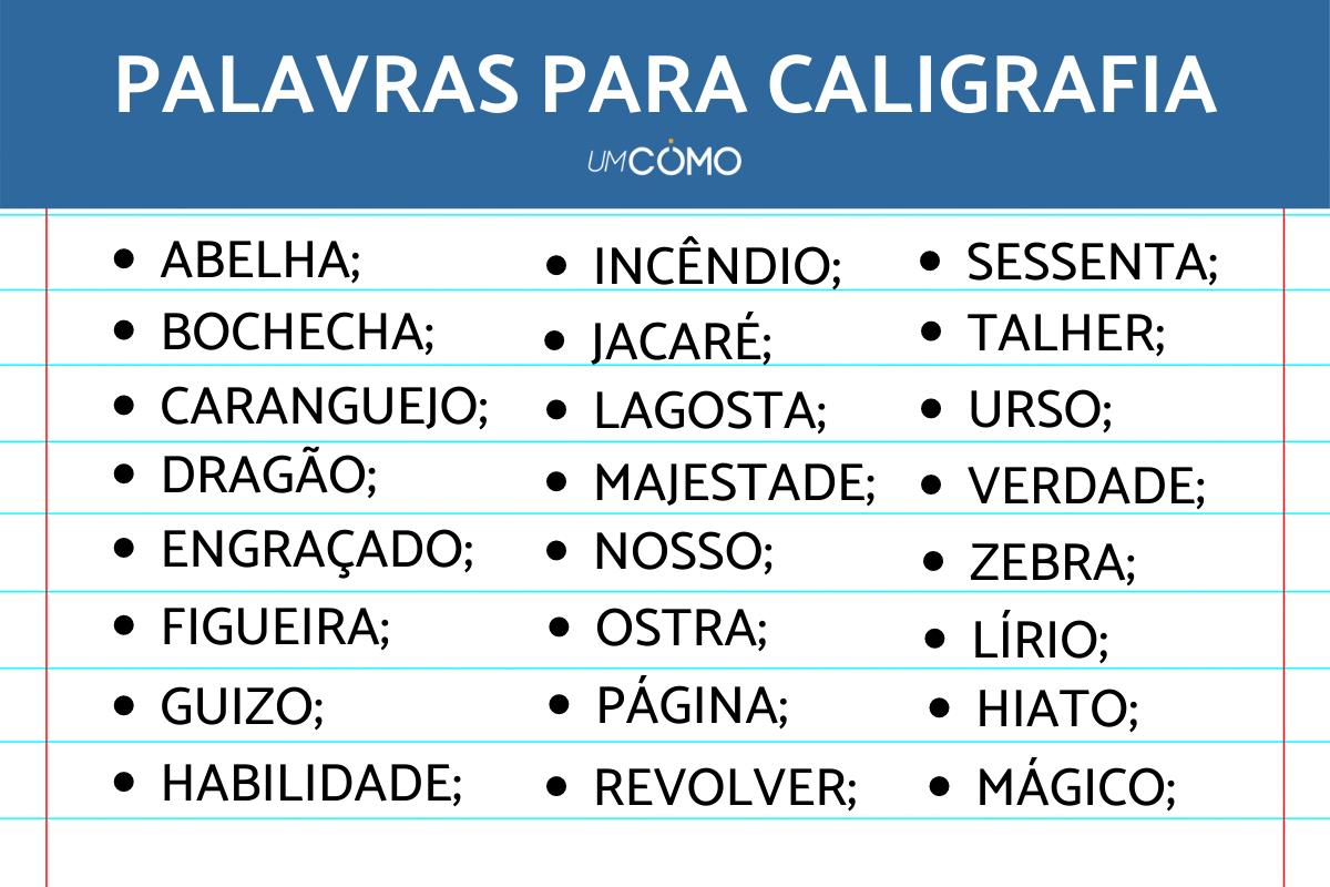Palavras para caligrafia