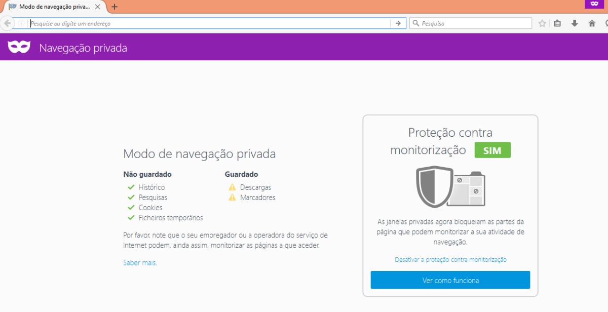 Como abrir uma janela anônima no Mozilla Firefox