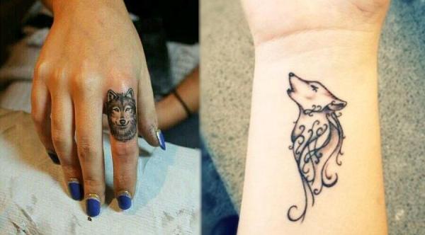 8 tatuagens pequenas femininas - Uma tatuagem pequena de lobos