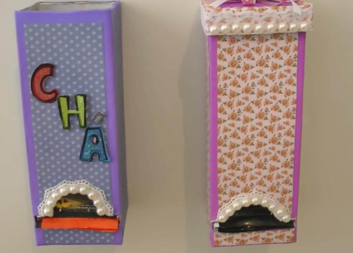 Como fazer porta chá de caixa de leite