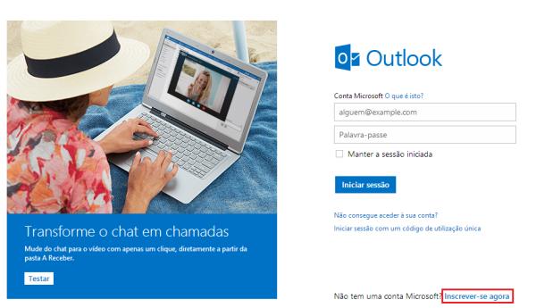 Como criar uma conta de email no Outlook - Passo 1