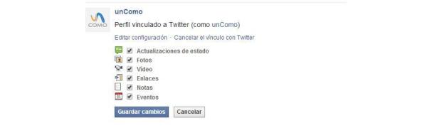 Como vincular as contas do Facebook e Twitter - Passo 4